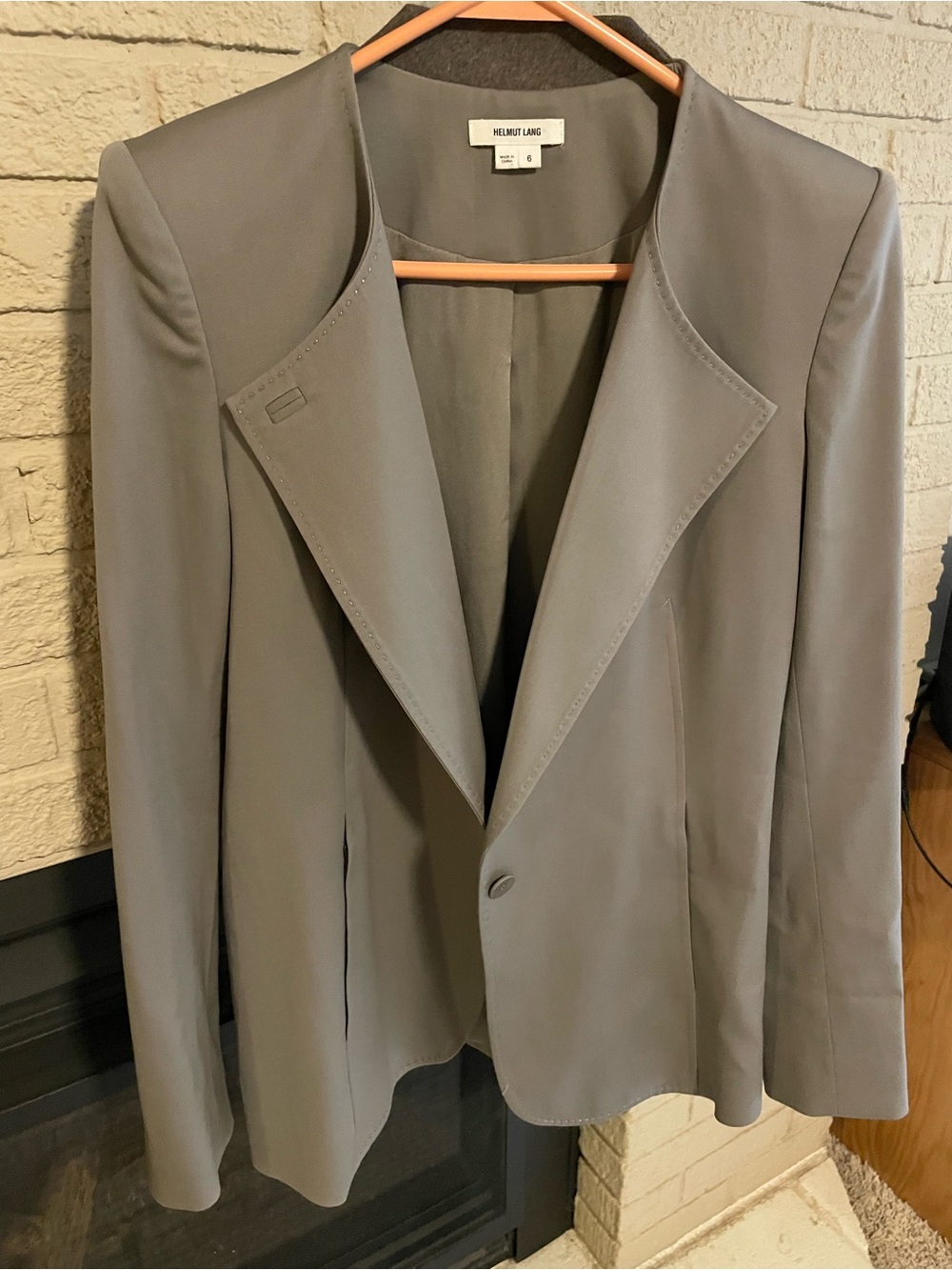 Vintage Helmut Lang Taupe-Gray Single-Button Tailored Blazer